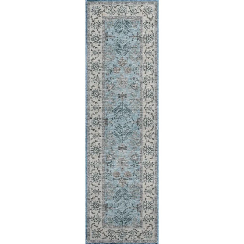 Luxury Washable Hatay Sky 2\'3\" x 7\'6\" Runner Rug