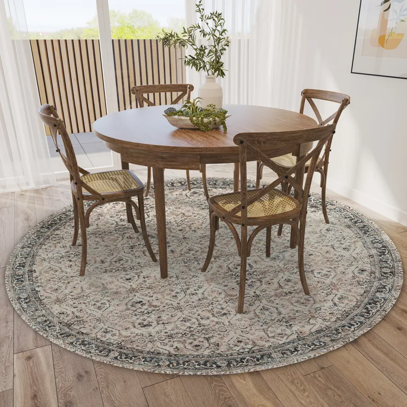 Jericho Taupe 4\' x 4\' Round Rug