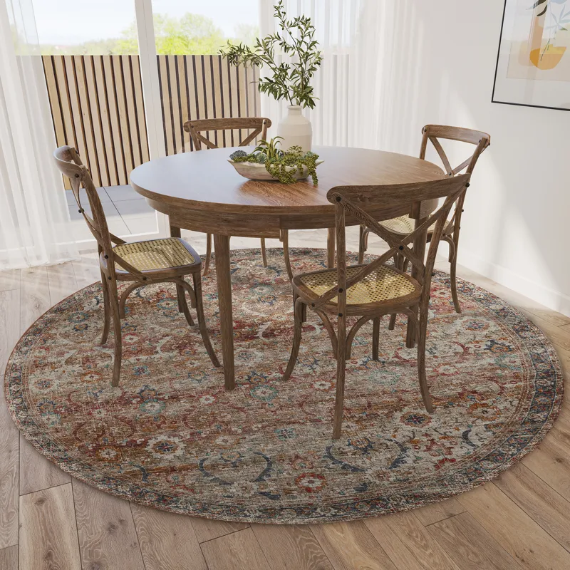 Jericho Taupe 8\' x 8\' Round Rug