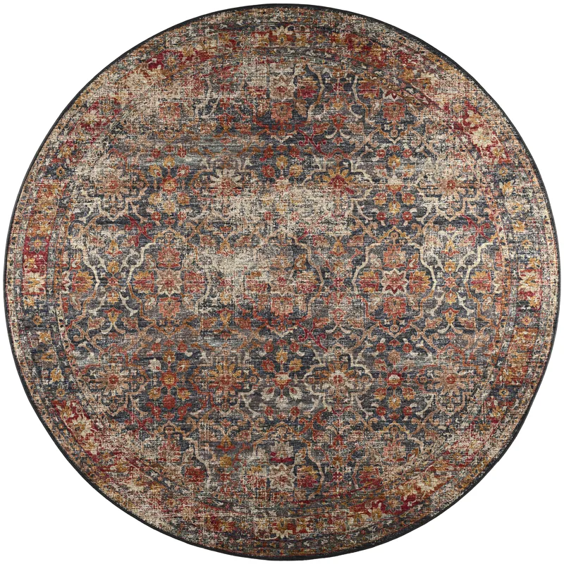 Jericho Charcoal 4\' x 4\' Round Rug