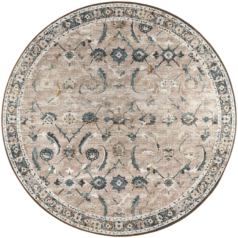 Jericho Taupe 8\' x 8\' Round Rug