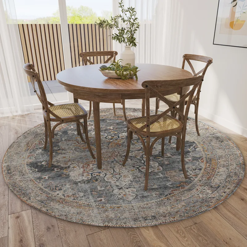 Jericho Charcoal 4\' x 4\' Round Rug