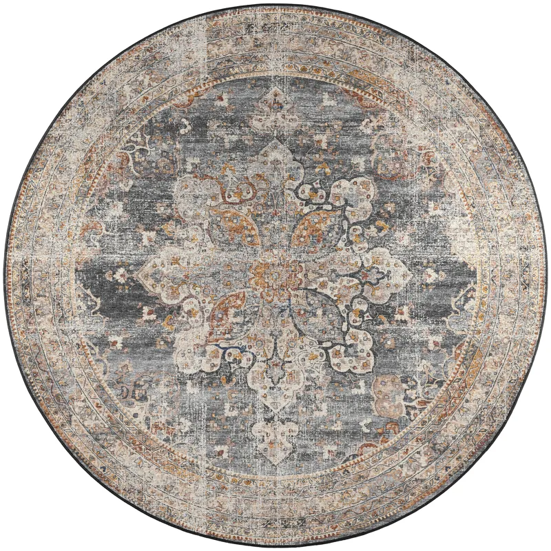 Jericho Charcoal 4\' x 4\' Round Rug