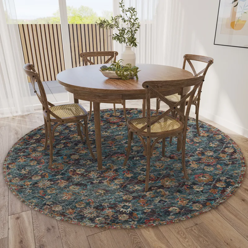 Jericho Navy 4\' x 4\' Round Rug