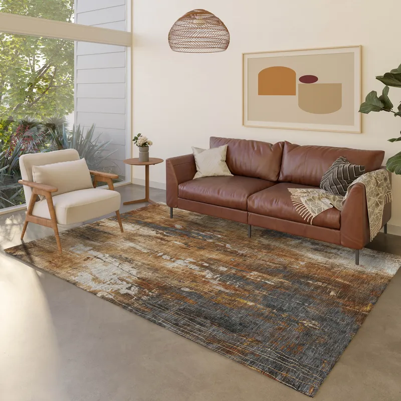 Luxury Washable Indoor/Outdoor Kochi Rust 10\' x 14\' Rug