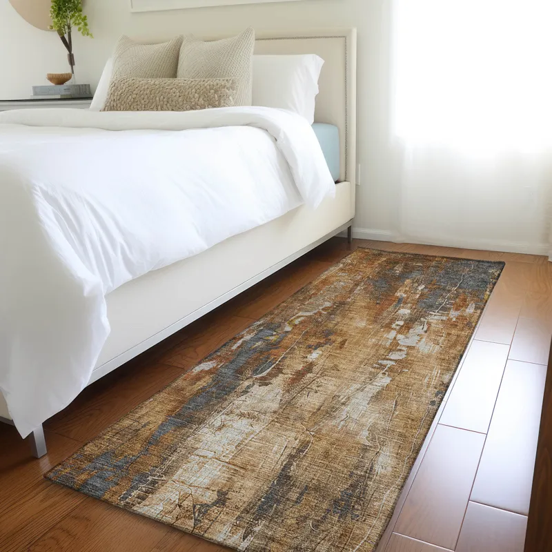 Luxury Washable Indoor/Outdoor Kochi Rust 2\'3\" x 7\'6\" Runner Rug
