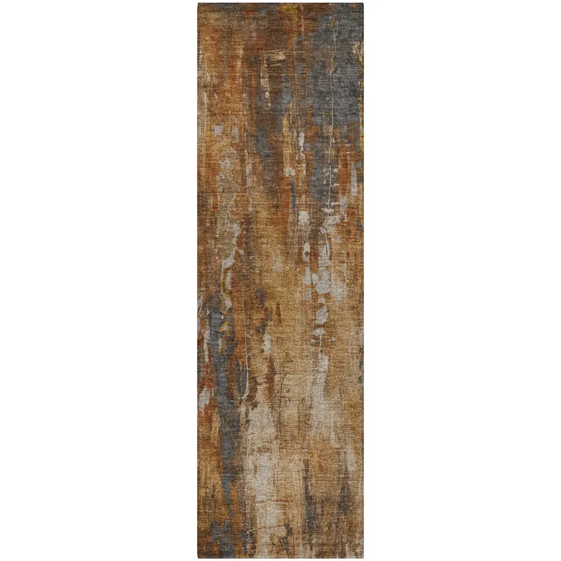 Luxury Washable Indoor/Outdoor Kochi Rust 2\'3\" x 7\'6\" Runner Rug