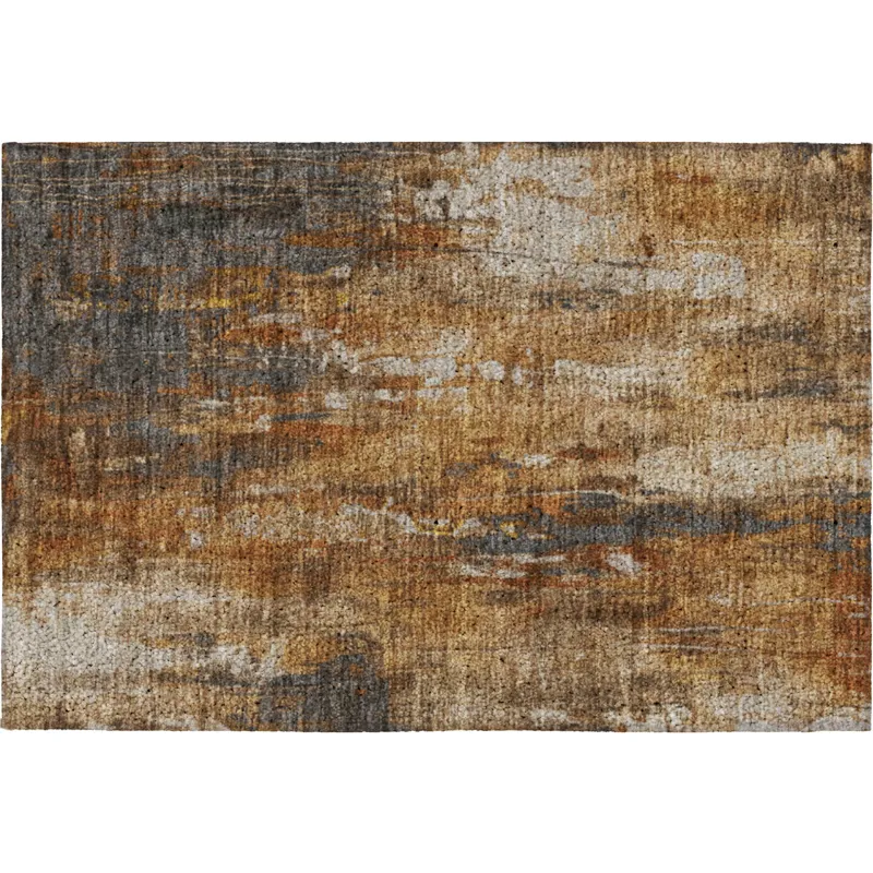 Luxury Washable Indoor/Outdoor Kochi Rust 1\'8\" x 2\'6\" Rug
