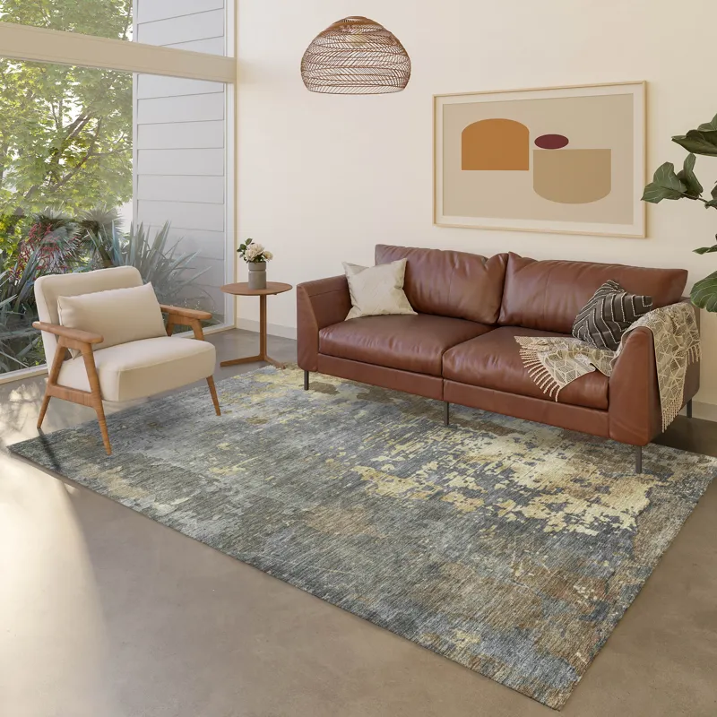 Luxury Washable Indoor/Outdoor Kochi Pewter 2\'6\" x 3\'10\" Rug