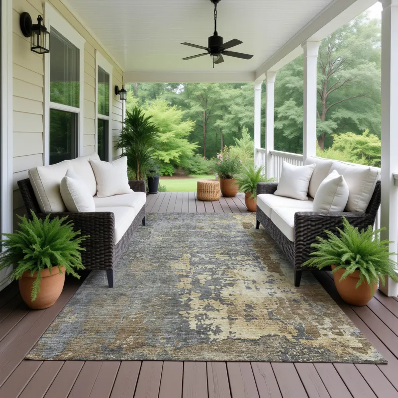 Luxury Washable Indoor/Outdoor Kochi Pewter 2\'6\" x 3\'10\" Rug