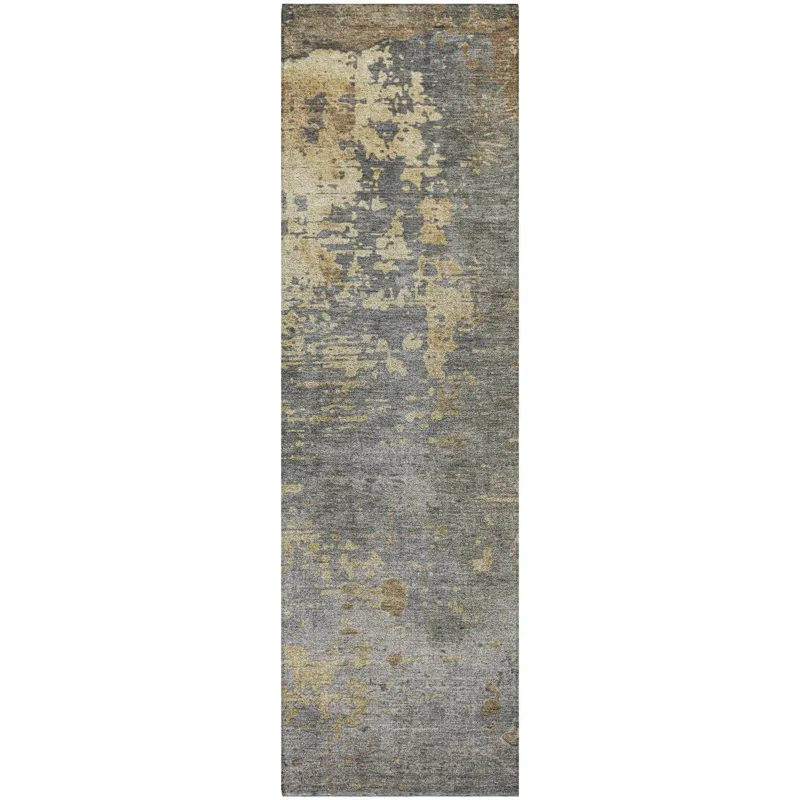 Luxury Washable Indoor/Outdoor Kochi Pewter 2\'3\" x 7\'6\" Runner Rug