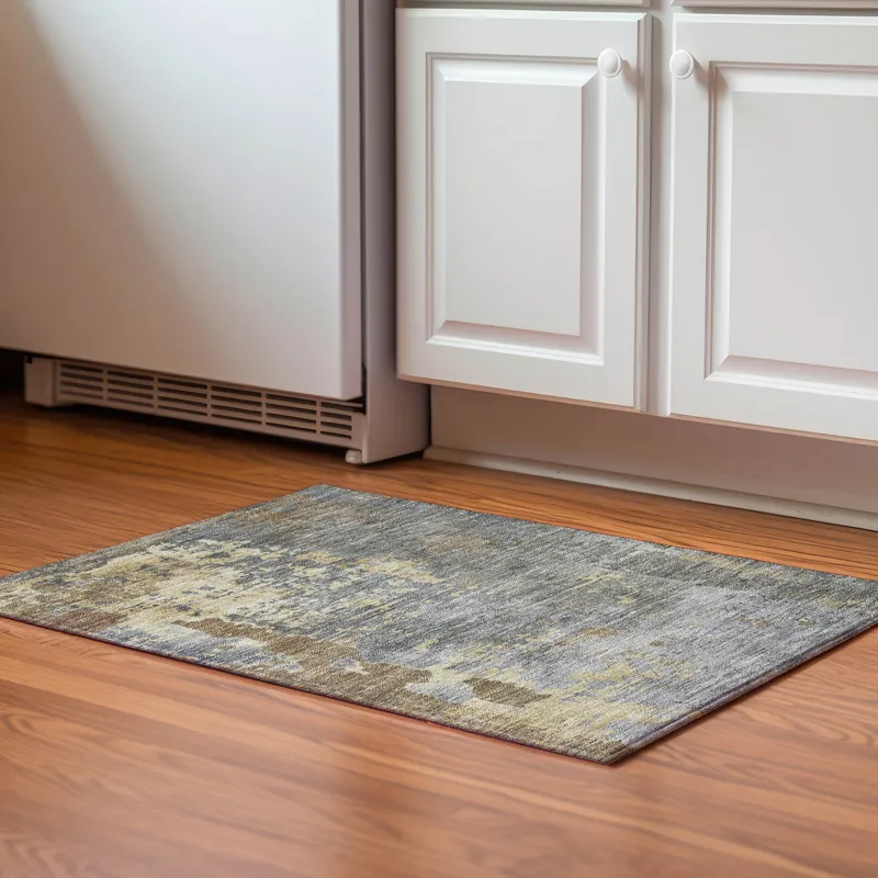 Luxury Washable Indoor/Outdoor Kochi Pewter 1\'8\" x 2\'6\" Rug