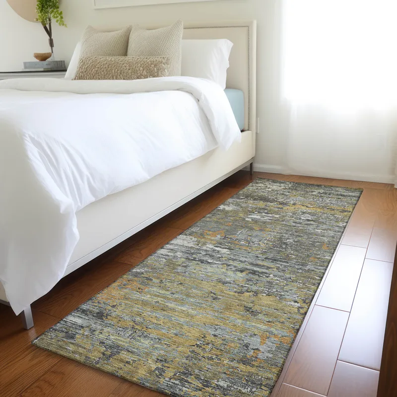 Luxury Washable Indoor/Outdoor Kochi Gray 2\'3\" x 7\'6\" Runner Rug