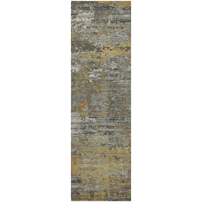 Luxury Washable Indoor/Outdoor Kochi Gray 2\'3\" x 7\'6\" Runner Rug