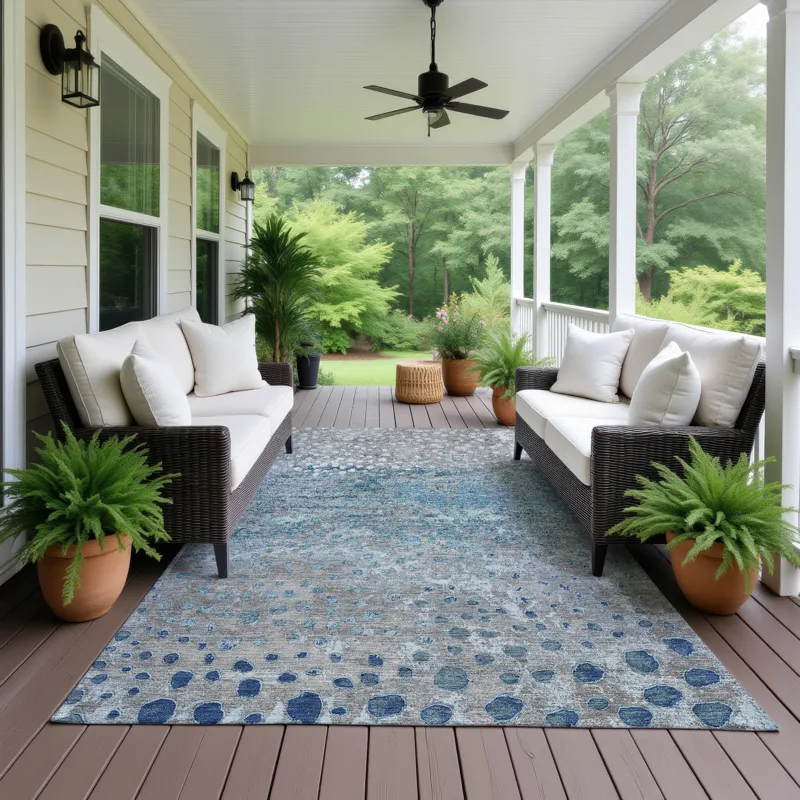 Luxury Washable Indoor/Outdoor Kochi Gray 10\' x 14\' Rug