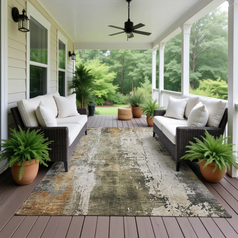 Luxury Washable Indoor/Outdoor Kochi Putty 9\' x 12\' Rug