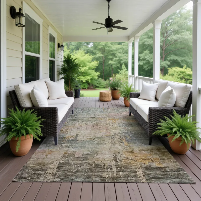 Luxury Washable Indoor/Outdoor Kochi Granite 9\' x 12\' Rug