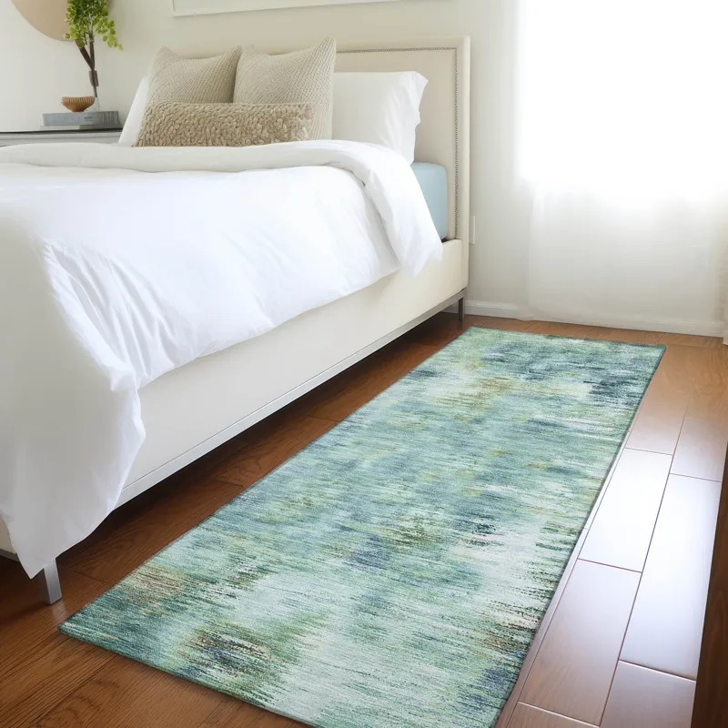 Luxury Washable Indoor/Outdoor Kochi Teal 2\'3\" x 7\'6\" Runner Rug