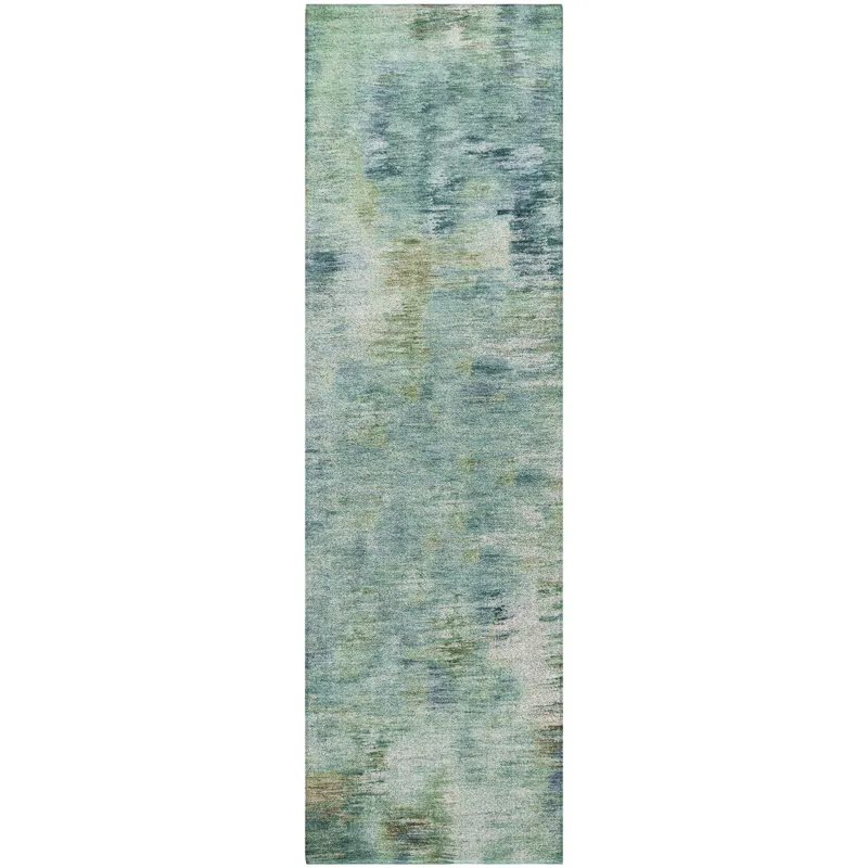 Luxury Washable Indoor/Outdoor Kochi Teal 2\'3\" x 7\'6\" Runner Rug