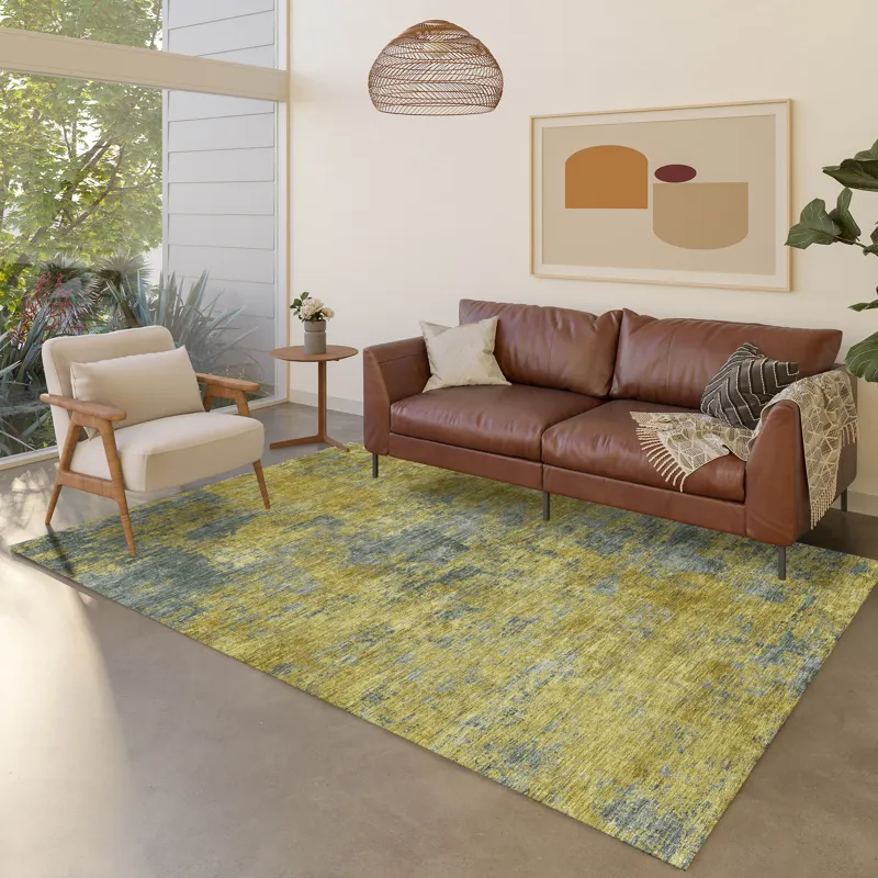 Luxury Washable Indoor/Outdoor Kochi Gold 8\' x 10\' Rug