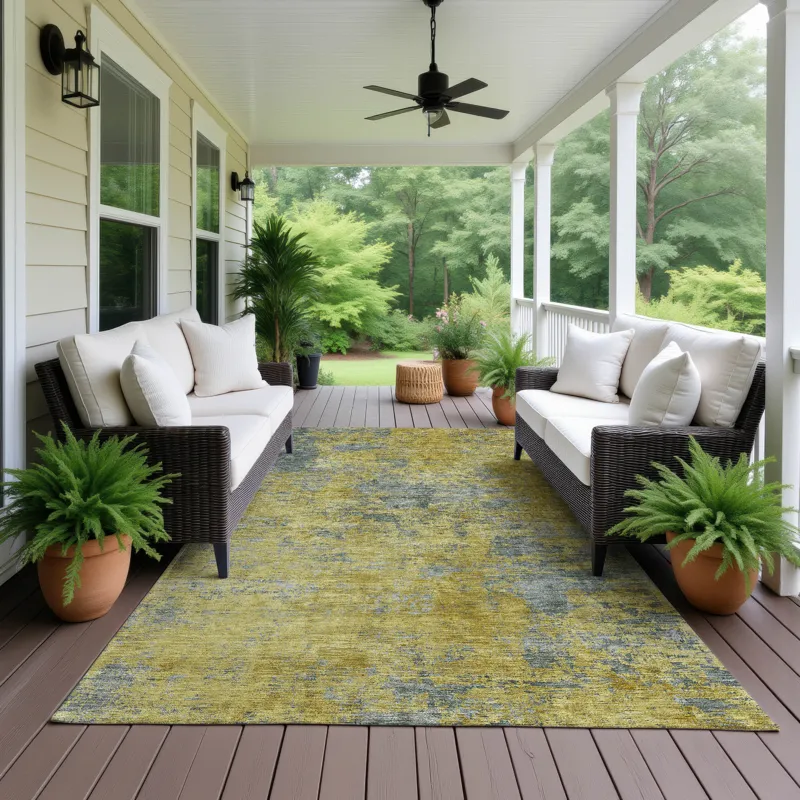 Luxury Washable Indoor/Outdoor Kochi Gold 8\' x 10\' Rug