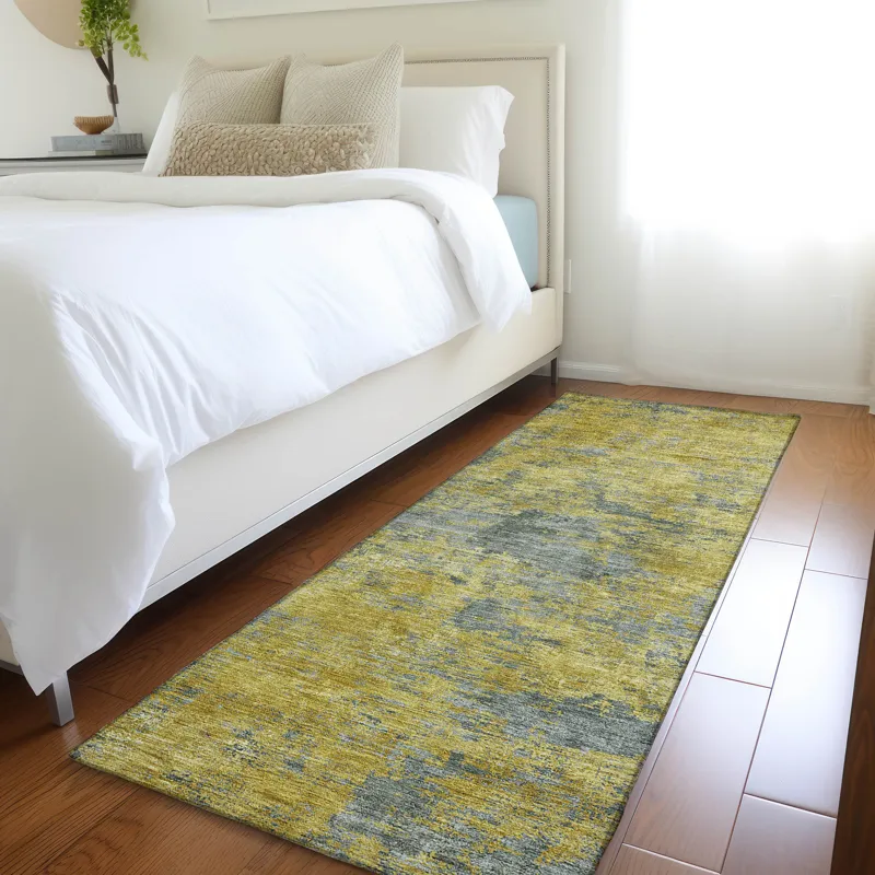 Luxury Washable Indoor/Outdoor Kochi Gold 2\'3\" x 7\'6\" Runner Rug
