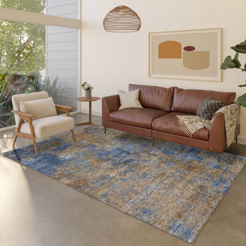 Luxury Washable Indoor/Outdoor Kochi Navy 10\' x 14\' Rug