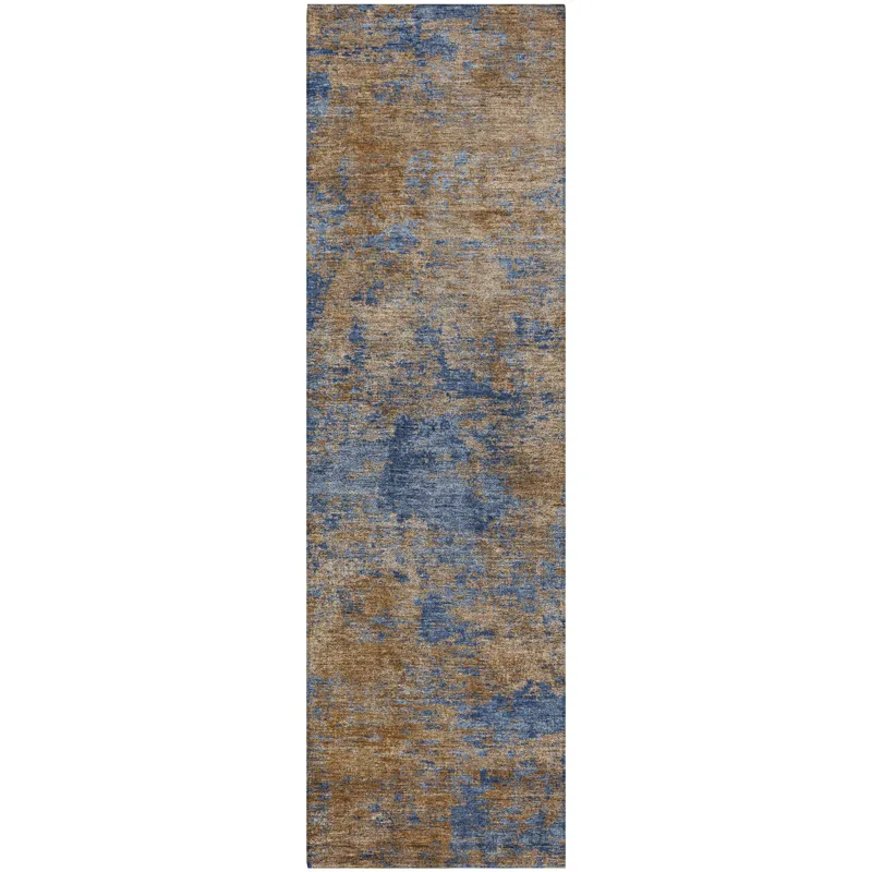 Luxury Washable Indoor/Outdoor Kochi Navy 2\'3\" x 7\'6\" Runner Rug