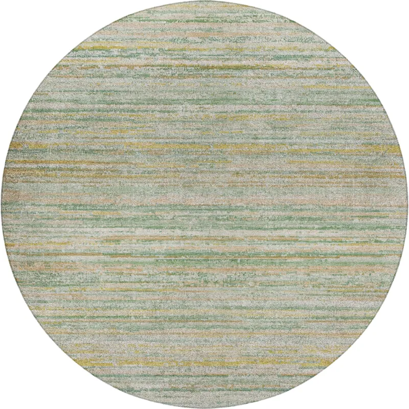 Luxury Washable Indoor/Outdoor Kochi Mint 8\' x 8\' Round Rug