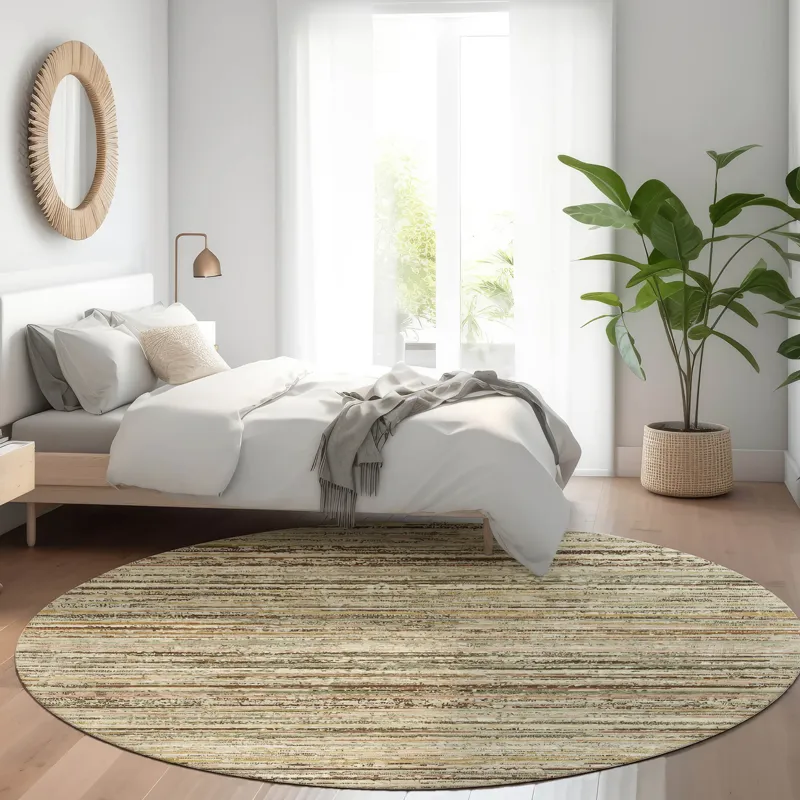 Luxury Washable Indoor/Outdoor Kochi Mocha 8\' x 8\' Round Rug