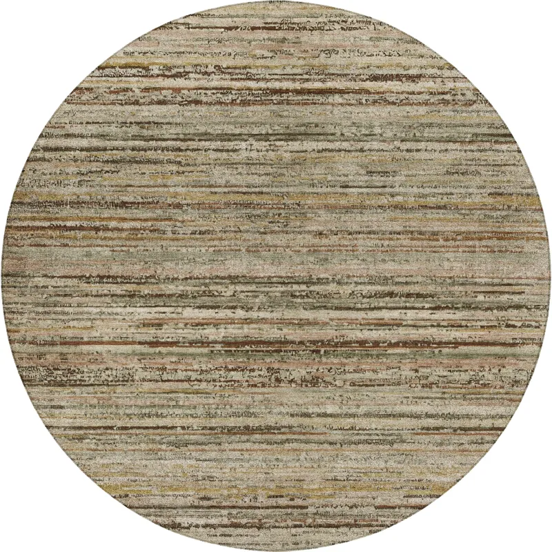 Luxury Washable Indoor/Outdoor Kochi Mocha 8\' x 8\' Round Rug