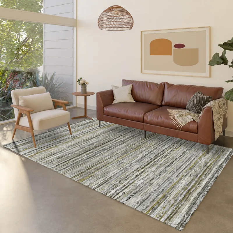 Luxury Washable Indoor/Outdoor Kochi Pewter 10\' x 14\' Rug