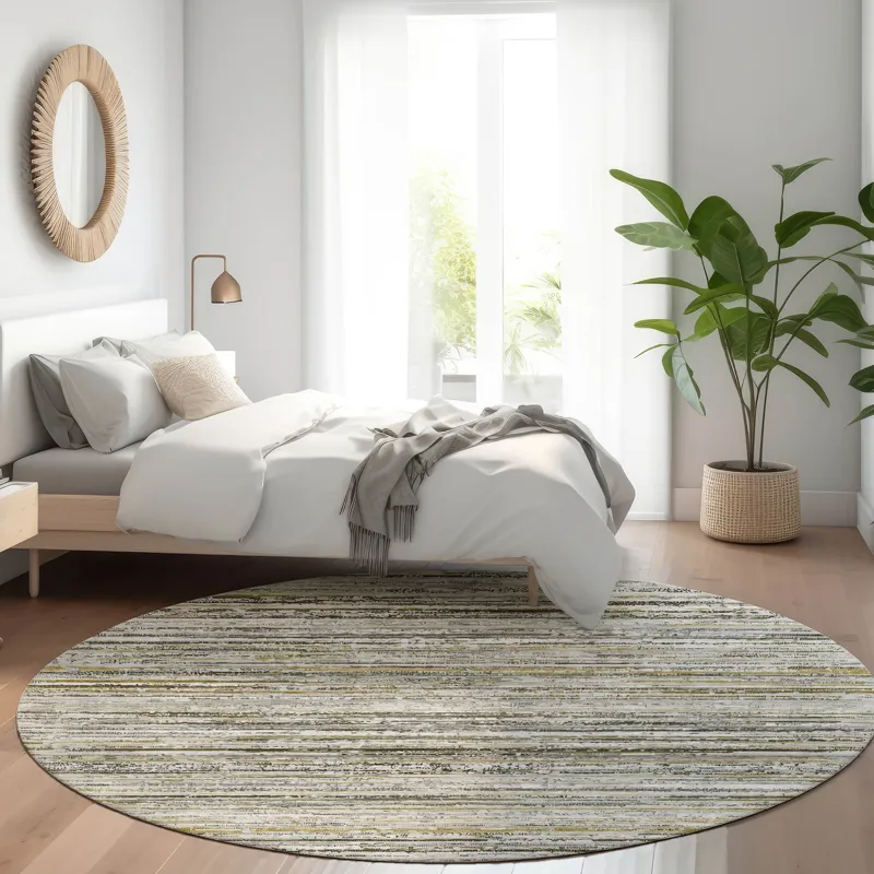 Luxury Washable Indoor/Outdoor Kochi Pewter 8\' x 8\' Round Rug