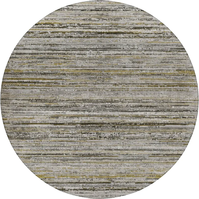 Luxury Washable Indoor/Outdoor Kochi Pewter 8\' x 8\' Round Rug