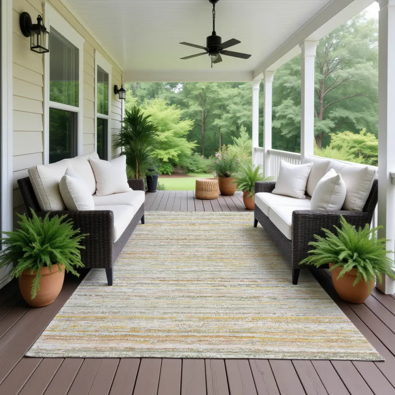 Luxury Washable Indoor/Outdoor Kochi Sage 9\' x 12\' Rug