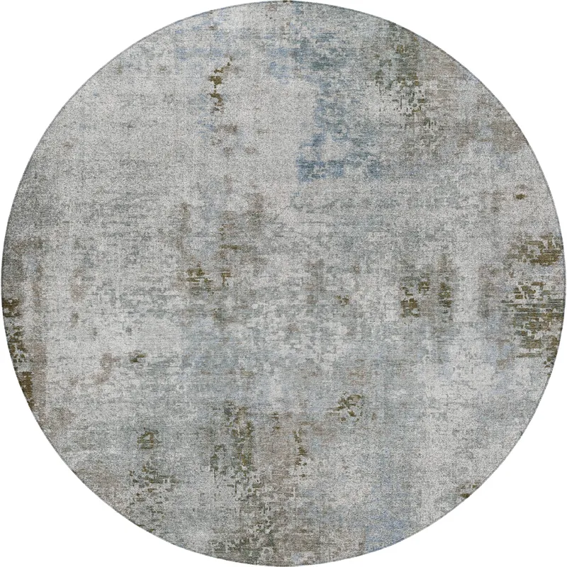 Luxury Washable Indoor/Outdoor Kochi Mocha 8\' x 8\' Round Rug