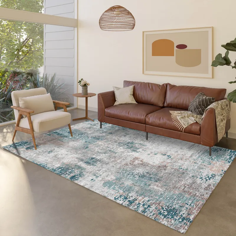 Luxury Washable Indoor/Outdoor Kochi Teal 5\' x 7\'6\" Rug