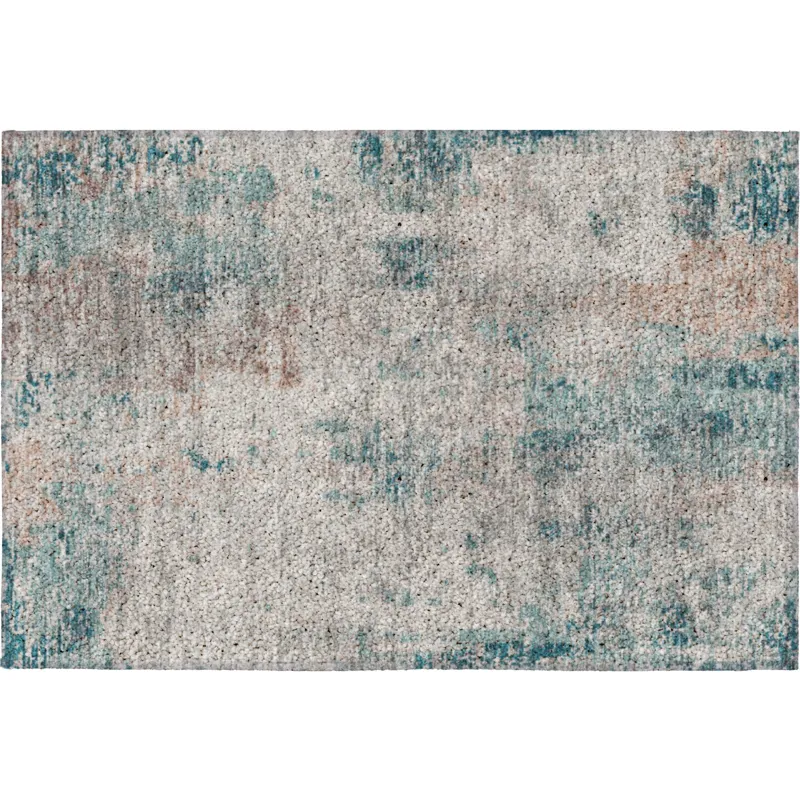 Luxury Washable Indoor/Outdoor Kochi Teal 1\'8\" x 2\'6\" Rug