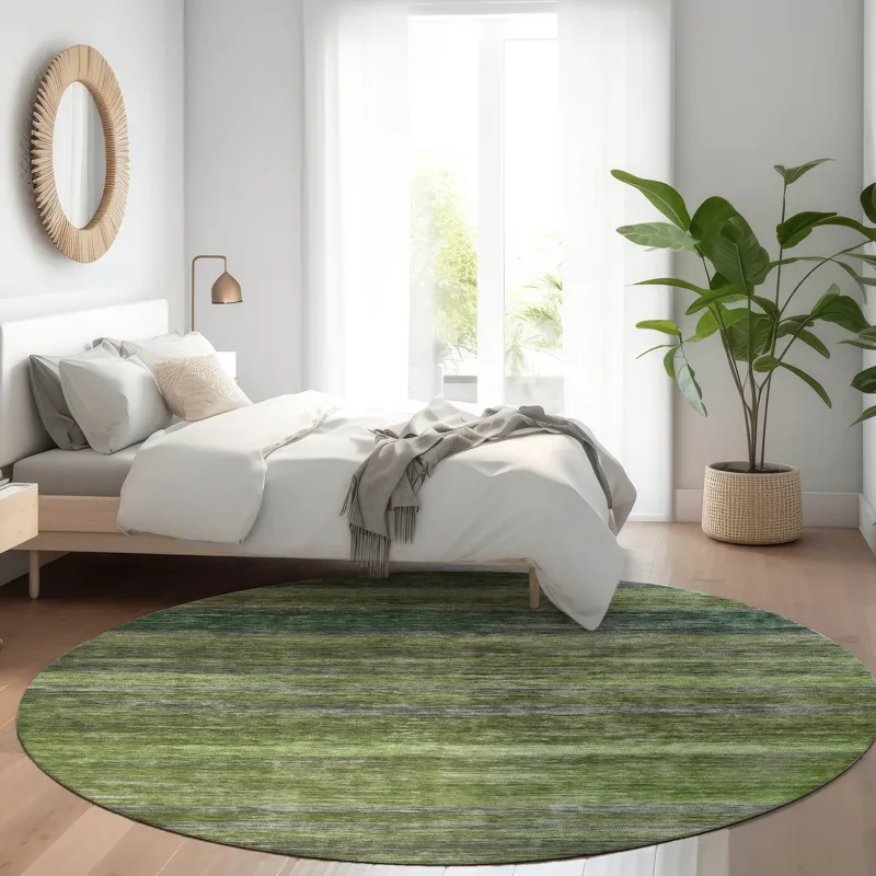 Luxury Washable Indoor/Outdoor Kochi Aloe 8\' x 8\' Round Rug