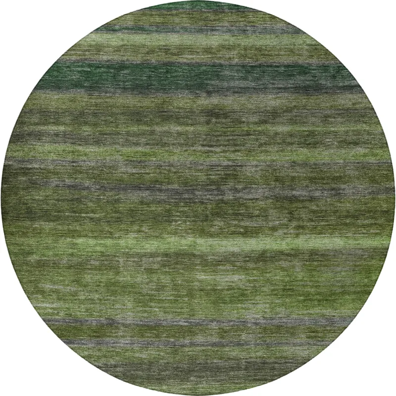 Luxury Washable Indoor/Outdoor Kochi Aloe 8\' x 8\' Round Rug