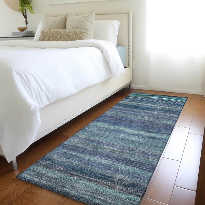 Luxury Washable Indoor/Outdoor Kochi Blue 2\'3\" x 7\'6\" Runner Rug