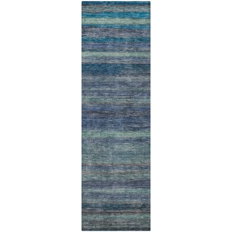 Luxury Washable Indoor/Outdoor Kochi Blue 2\'3\" x 7\'6\" Runner Rug