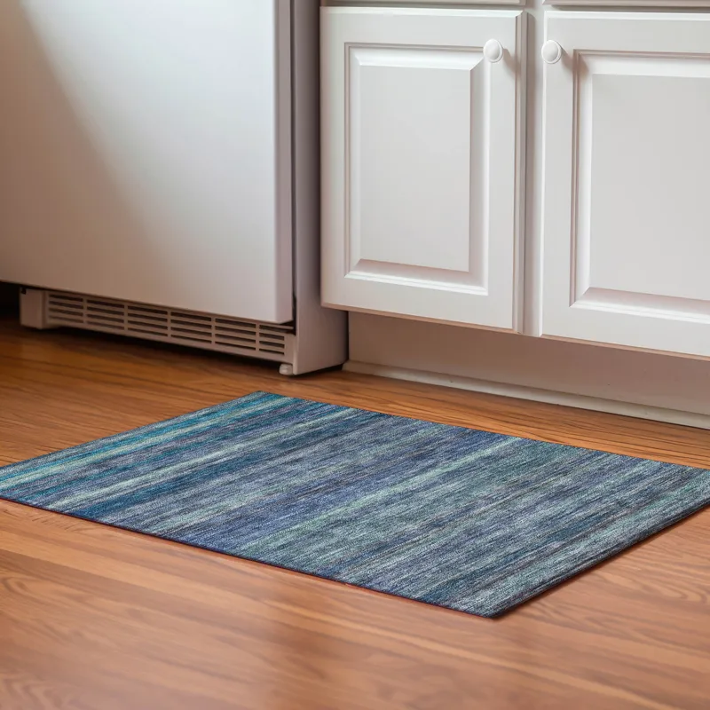 Luxury Washable Indoor/Outdoor Kochi Blue 1\'8\" x 2\'6\" Rug