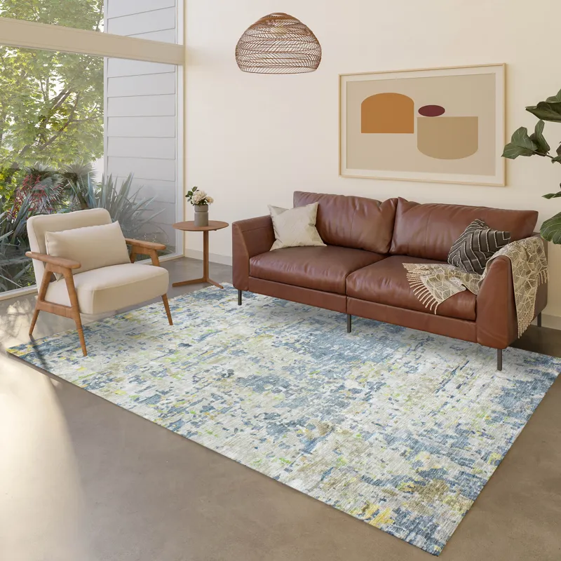 Luxury Washable Indoor/Outdoor Kochi Blue 9\' x 12\' Rug
