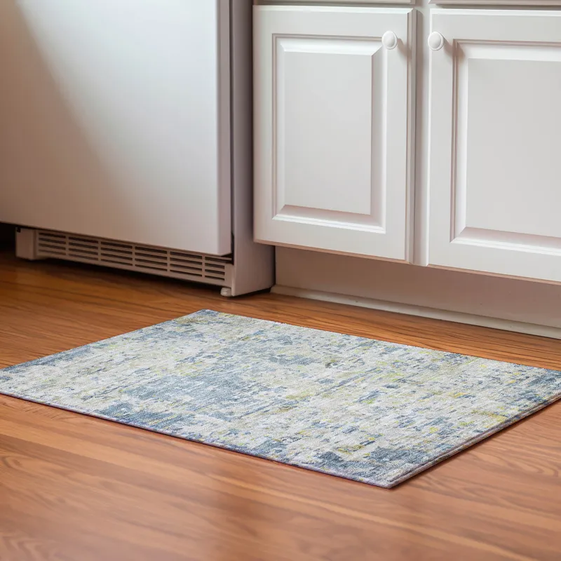 Luxury Washable Indoor/Outdoor Kochi Blue 1\'8\" x 2\'6\" Rug