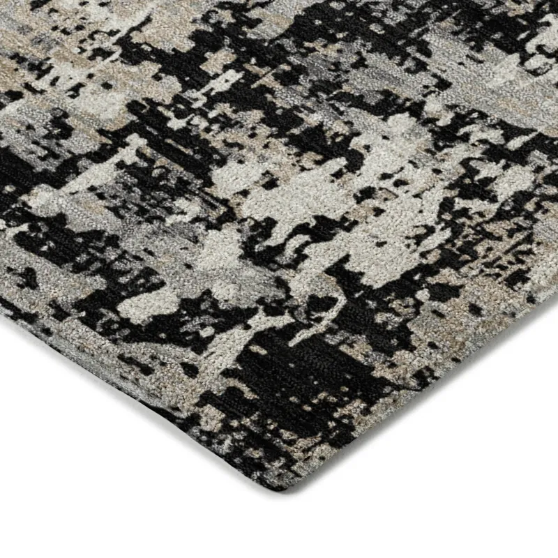 Luxury Washable Indoor/Outdoor Kochi Black 8\' x 10\' Rug