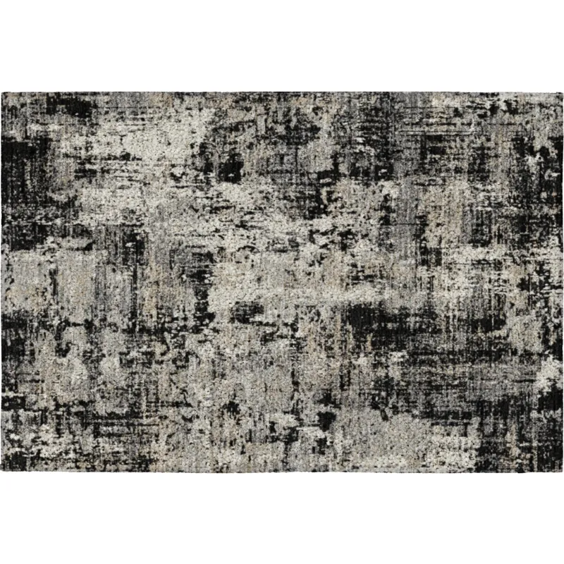 Luxury Washable Indoor/Outdoor Kochi Black 1\'8\" x 2\'6\" Rug