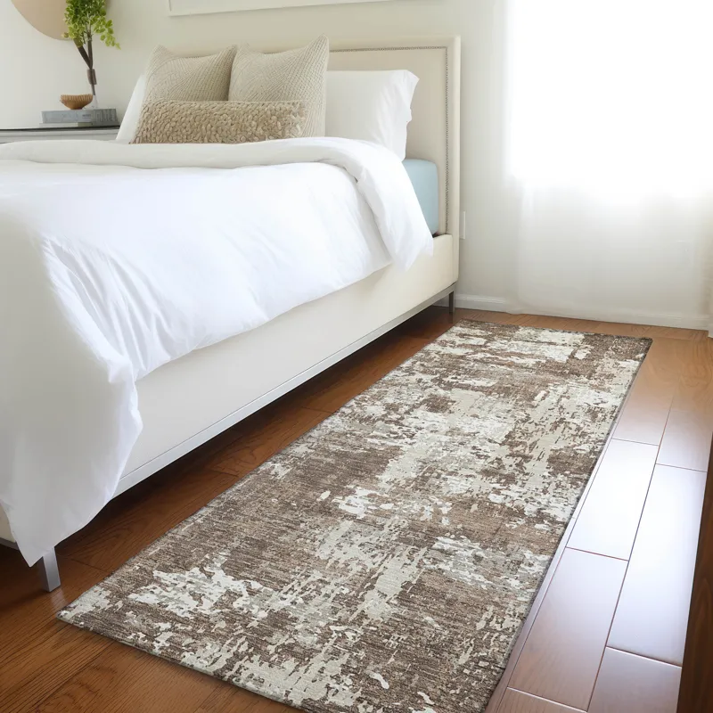 Luxury Washable Indoor/Outdoor Kochi Brown 2\'3\" x 7\'6\" Runner Rug