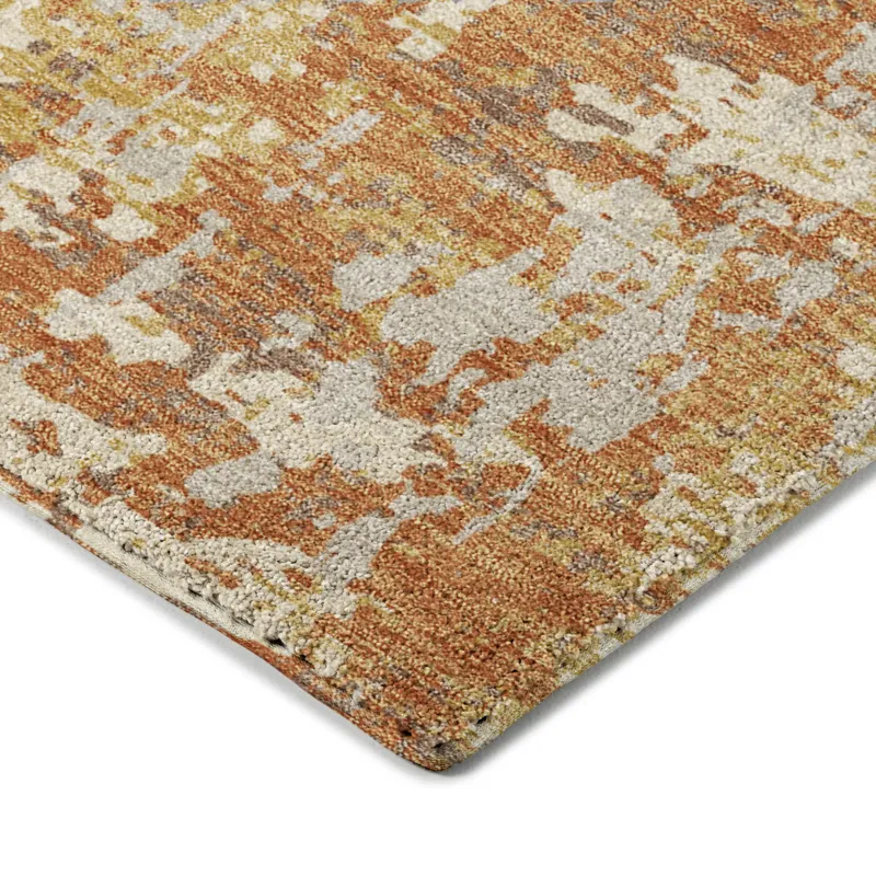 Luxury Washable Indoor/Outdoor Kochi Copper 1\'8\" x 2\'6\" Rug