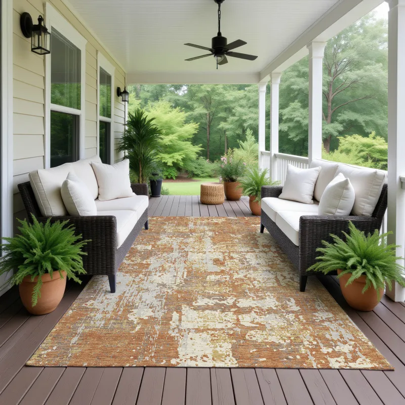 Luxury Washable Indoor/Outdoor Kochi Copper 2\'6\" x 3\'10\" Rug
